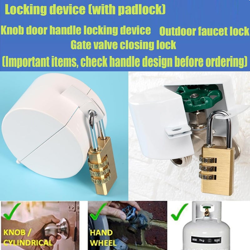 Dakekou Faucet Locks Outdoor,Hose Spigot，Made of Metal Suitable for Garden Faucets,Hose BibWater Hose,Water Faucet Lock,Prevent Water Bandit(White with Padlock) - Image 3